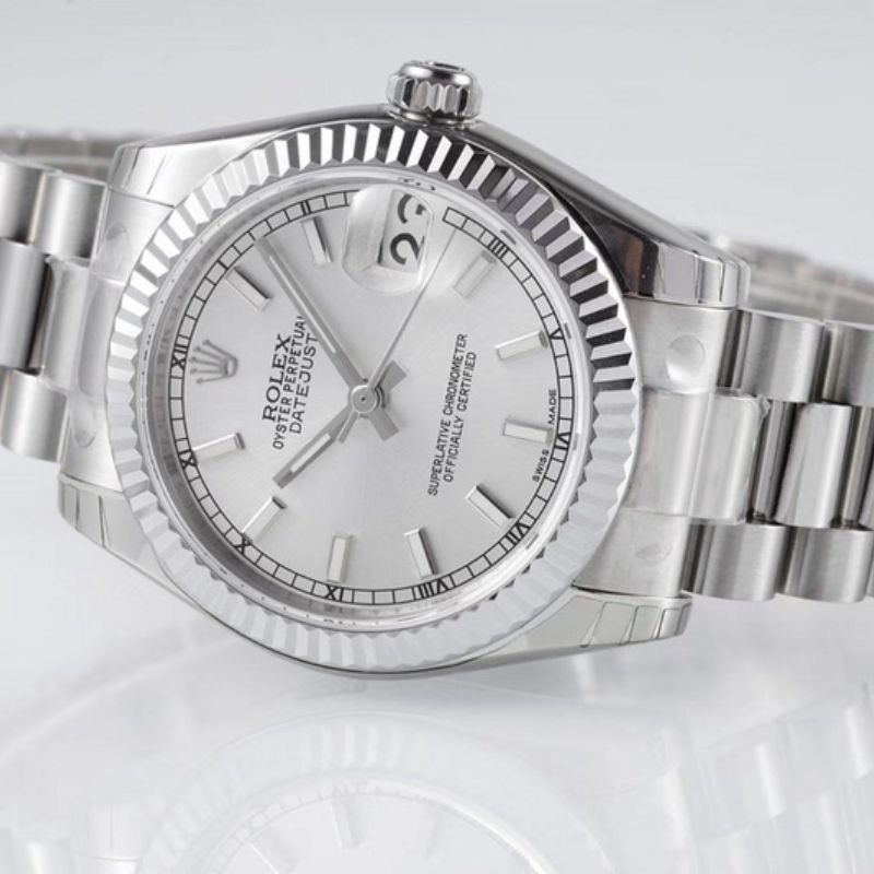 Rolex Datejust 31 Silver Dial White Fluted Bezel Ladies Watch