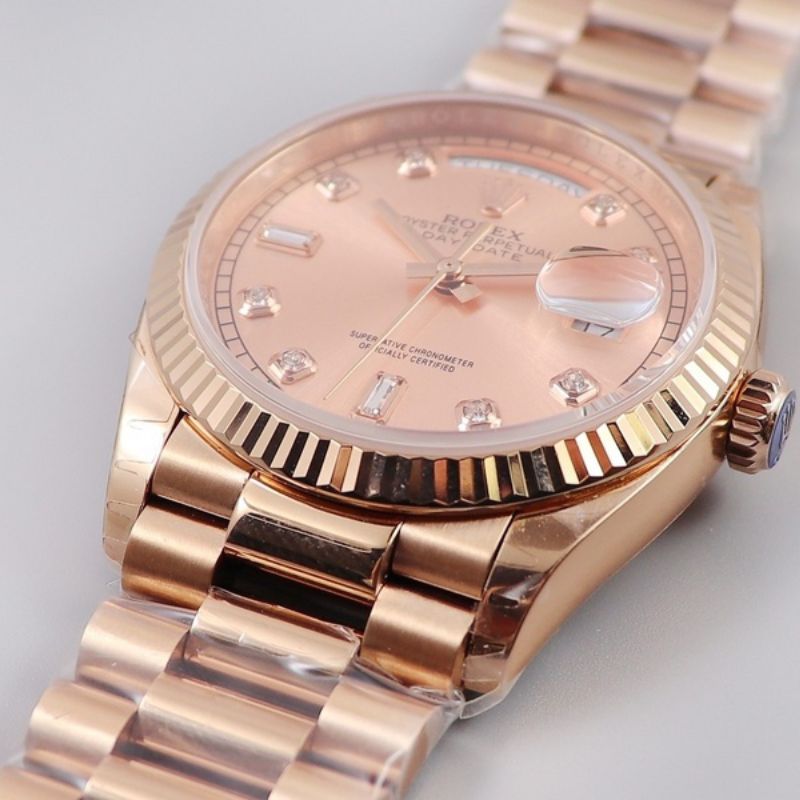 Rolex Rose Gold Pink Gold Diamond Dial Watch