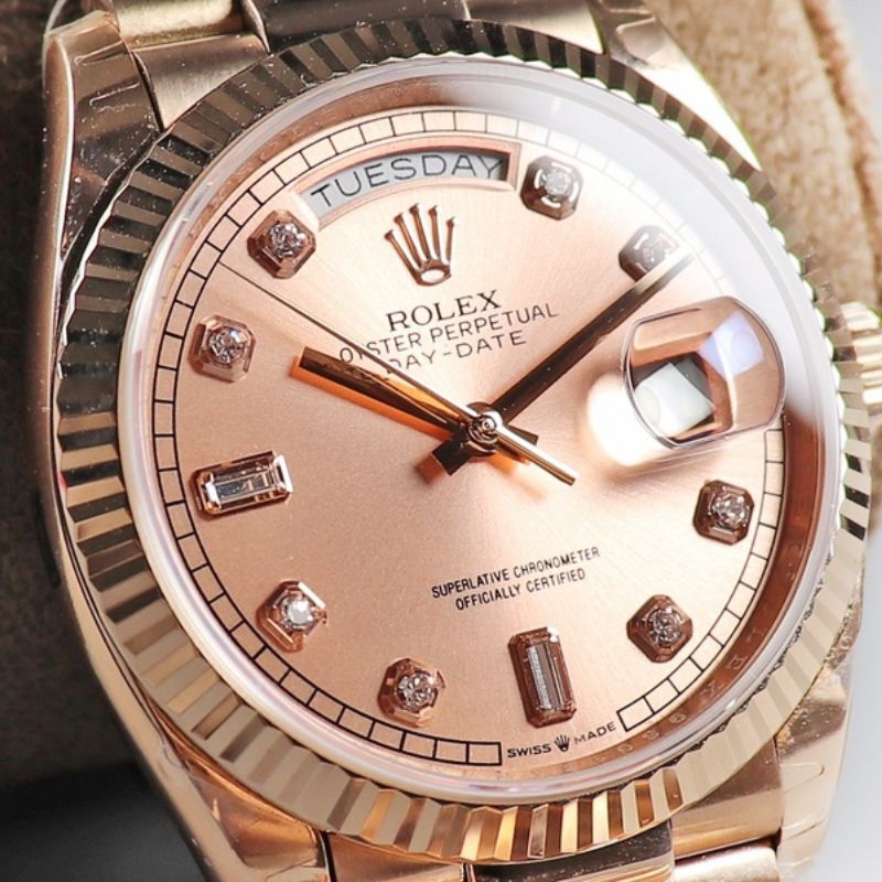 Rolex Rose Gold Pink Gold Diamond Dial Watch