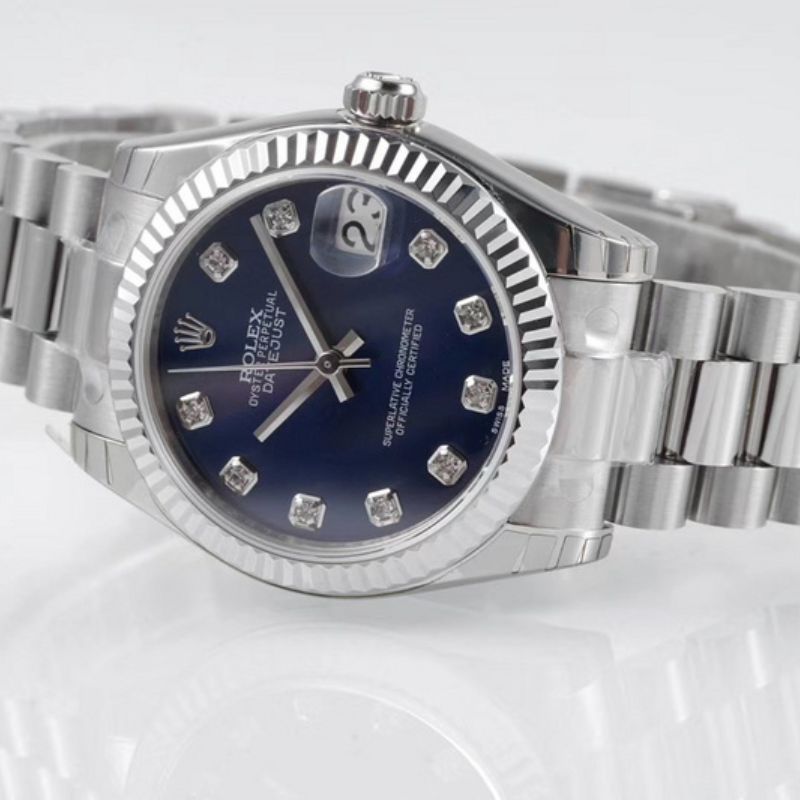 Rolex Date Just Blue Diamond Hour Markers Oyster Watch