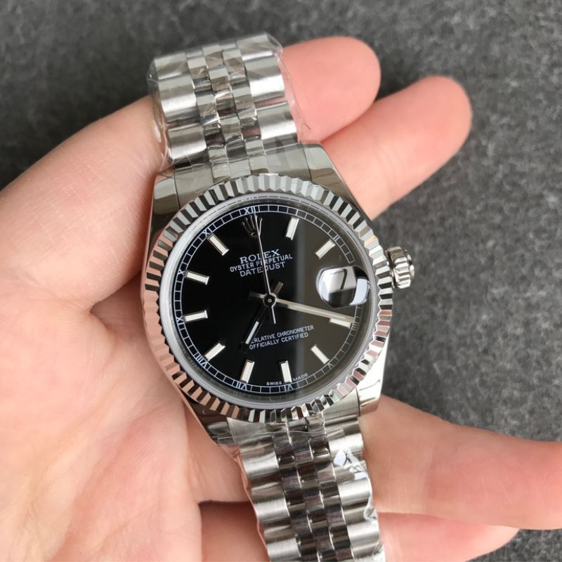 Rolex Date Just 41 Fluted Black Jubilee Watch