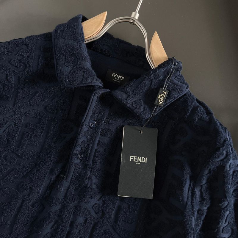 Fendi Classic Jacquard Towel Material Polo Short-Sleeved Shirt
