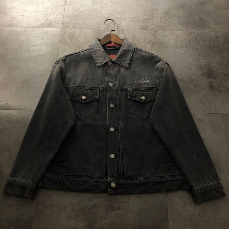Gucci 2024 Logo Embroidered Denim Jacket