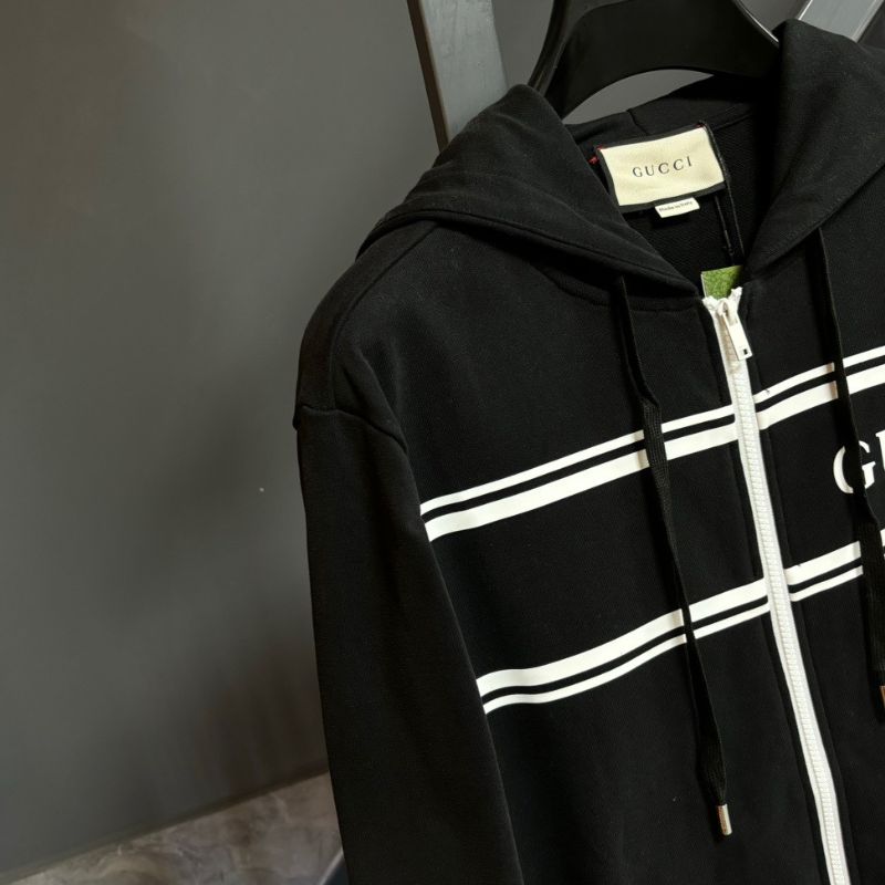 Gucci Classic Embroidered Logo Hooded Zipper Sweatshirt