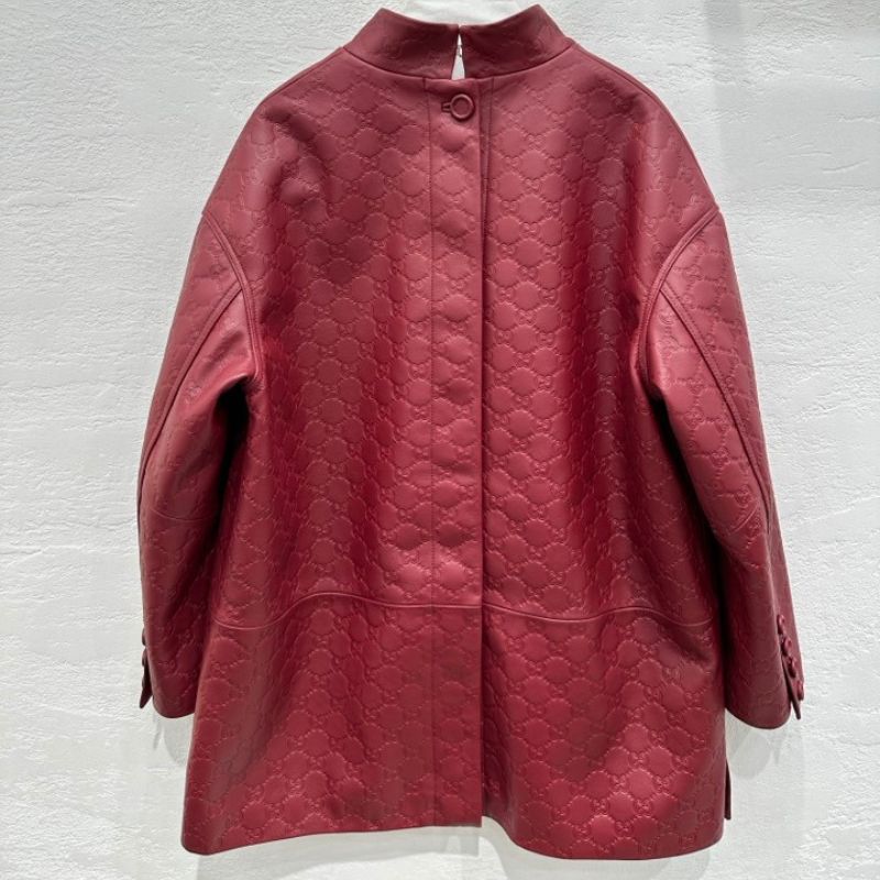 Gucci 25 Early Spring Embossed Logo Leather Jacket
