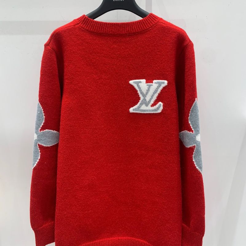 Louis Vuitton Red Geometric Jacquard Pullover Sweatshirt
