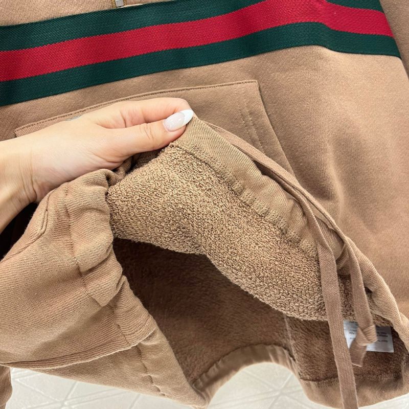Gucci Hooded Zipper Drawstring Red & Green Ribbon Sweatshirt