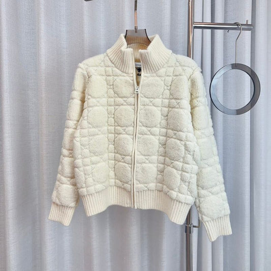 Dior Three-Dimensional Jacquard Wool Zipper Cardigan