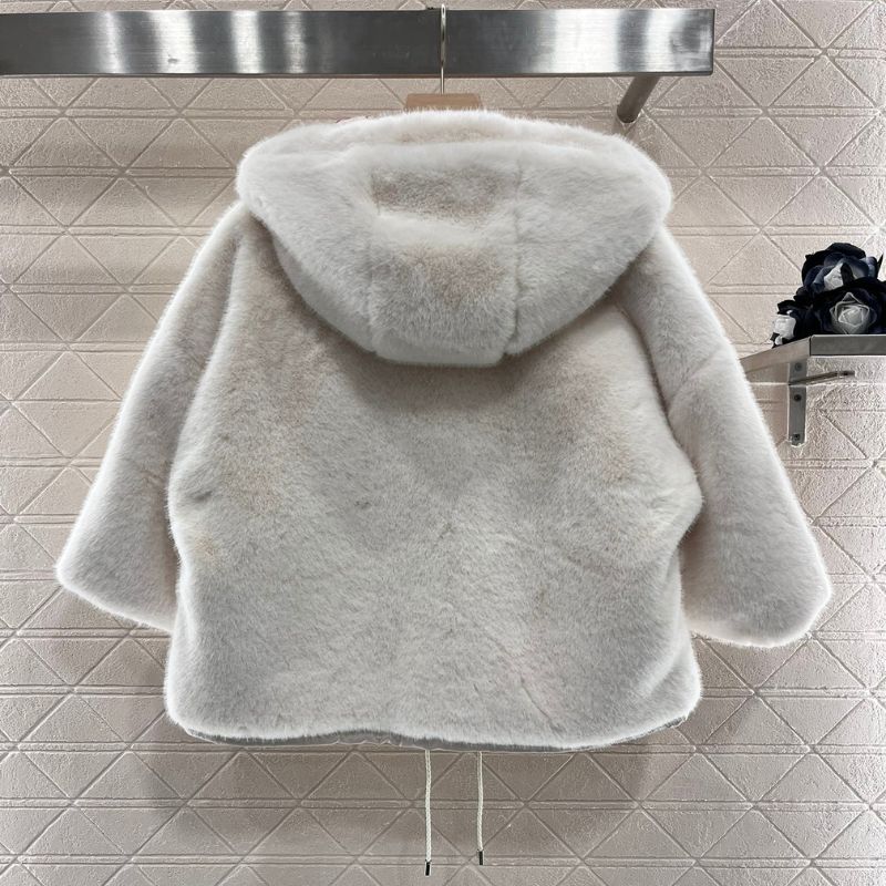 Louis Vuitton Hooded Fur Cotton Cape Jacket