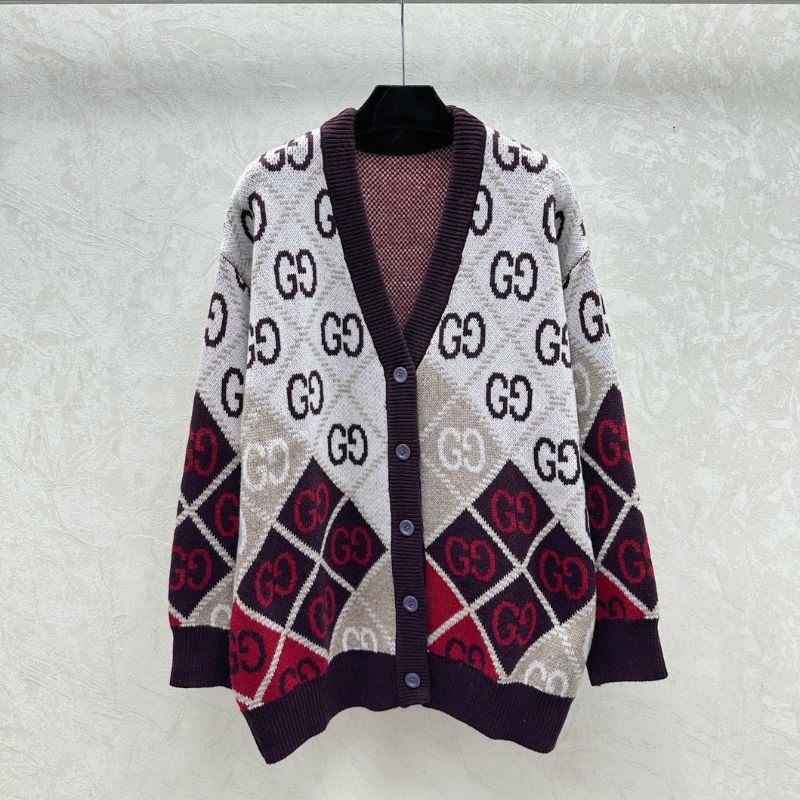 Gucci Double G Diamond Jacquard Knitted Cardigan