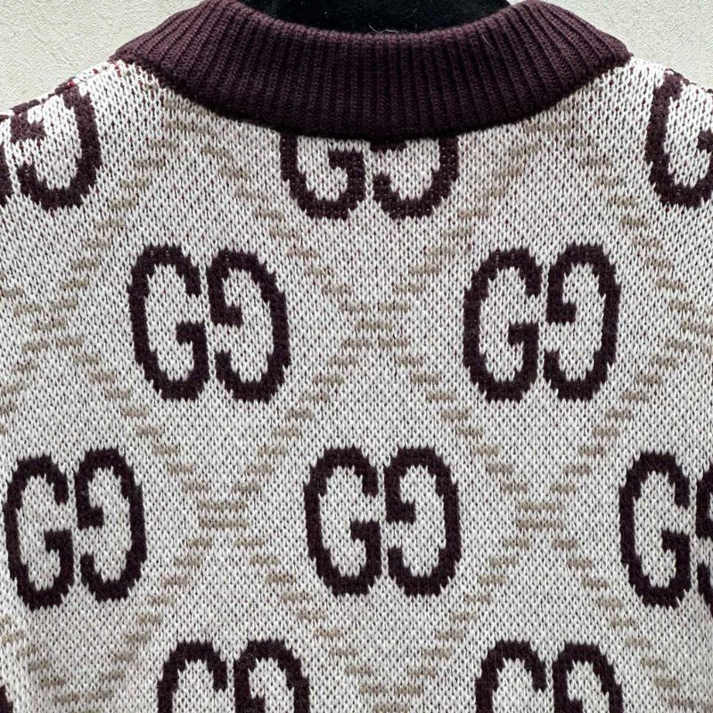 Gucci Double G Diamond Jacquard Knitted Cardigan