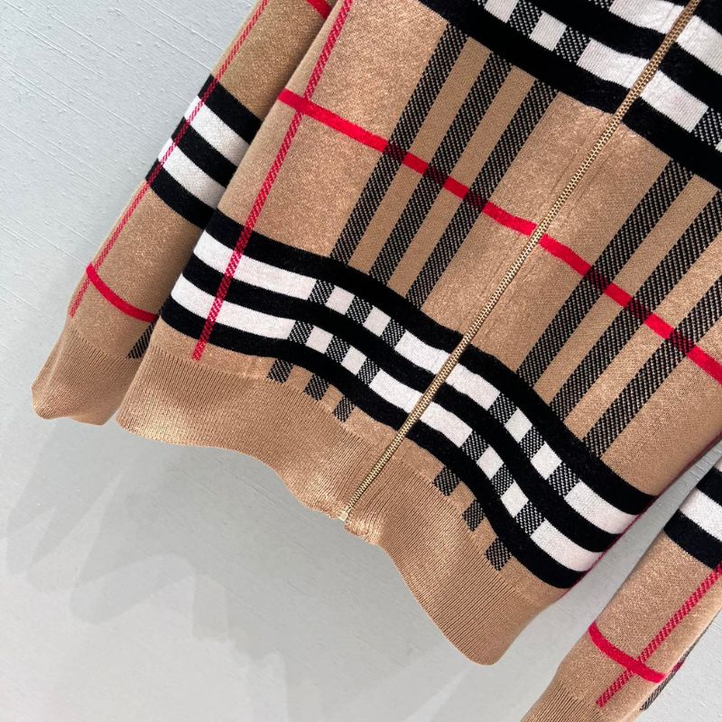Burberry Double-Sided Plaid Hooded Cardigan