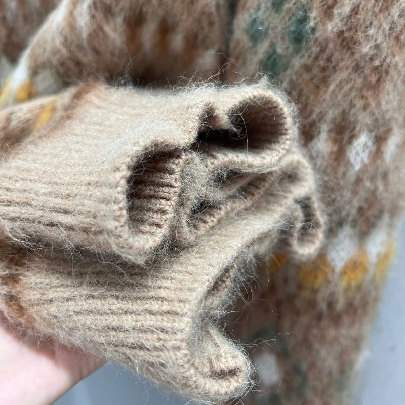 Louis Vuitton Jacquard Pattern Long-Sleeved V-Neck Cashmere Sweater