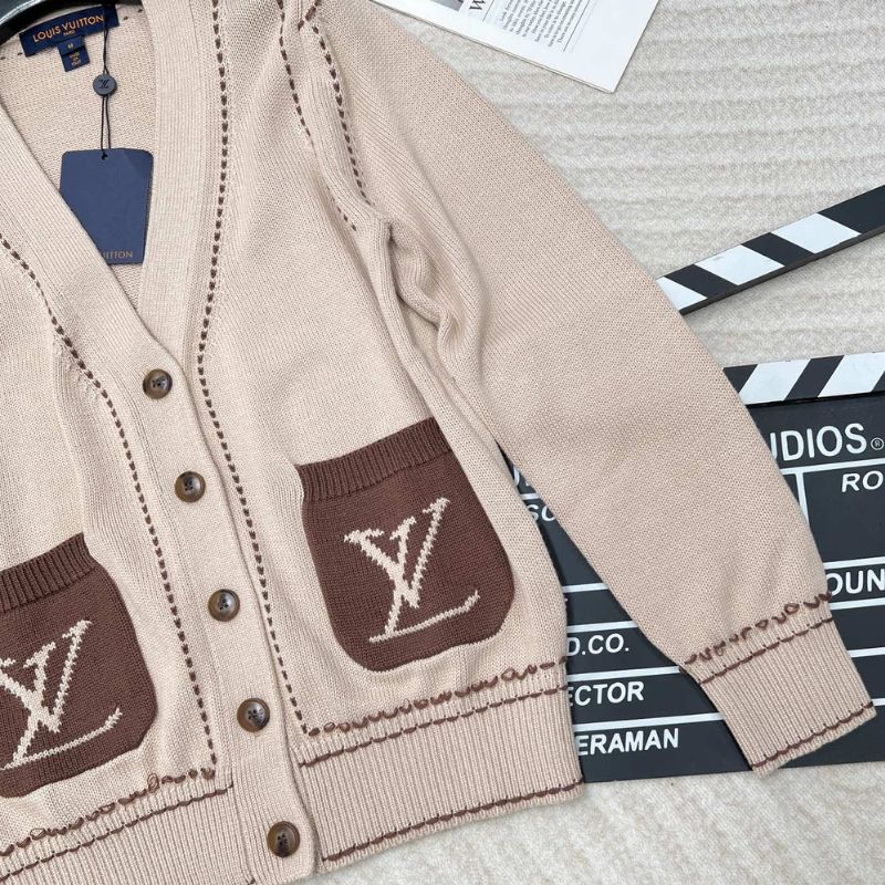 Louis Vuitton Thick Rope Drawn Needle Wool V-Neck Cardigan