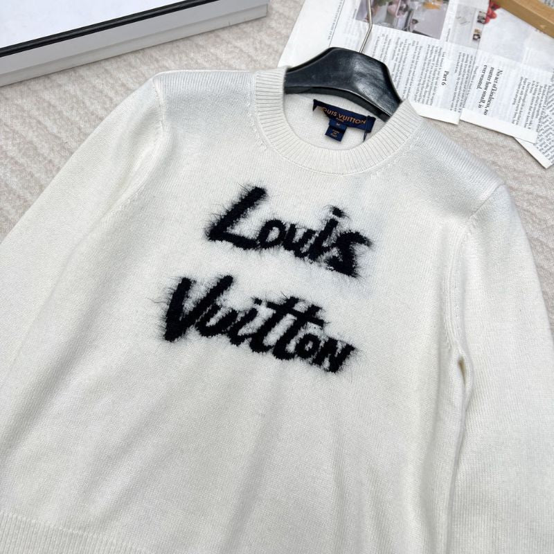 Louis Vuitton Letter Jacquard Knitted Round-Neck Sweater