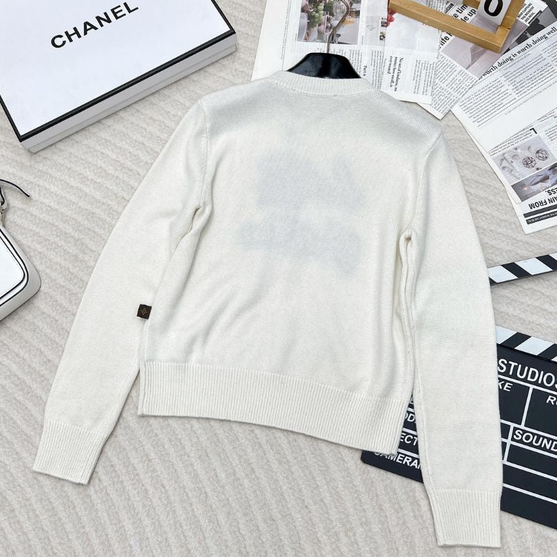 Louis Vuitton Letter Jacquard Knitted Round-Neck Sweater