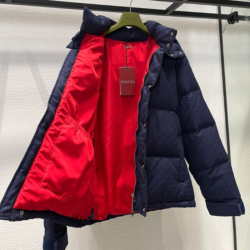 Gucci GG Dark Pattern Jacquard Hooded Down Jacket