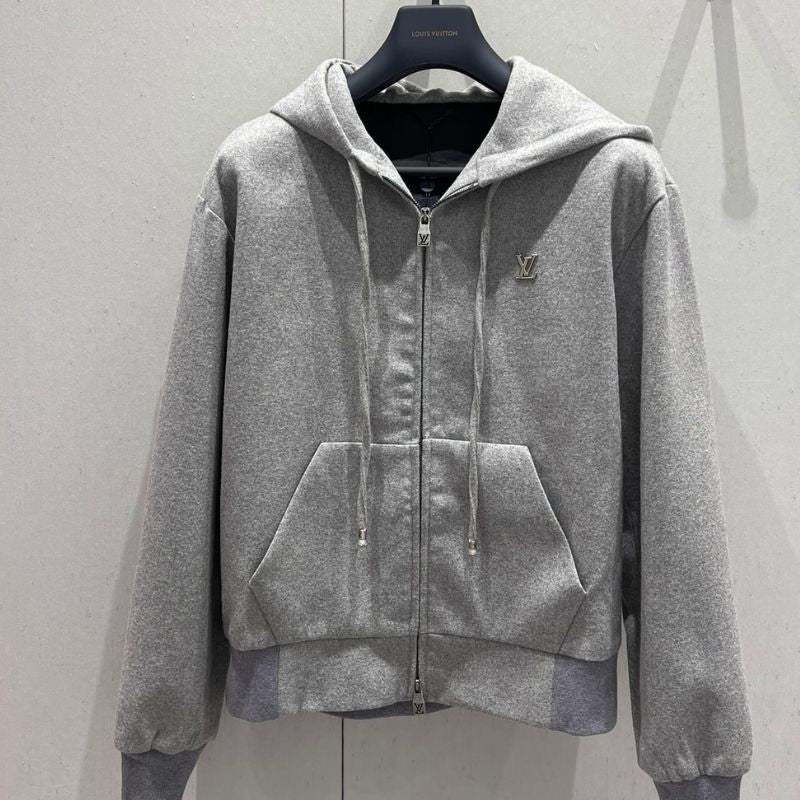Louis Vuitton Gray Zipper Hooded Sweatshirt