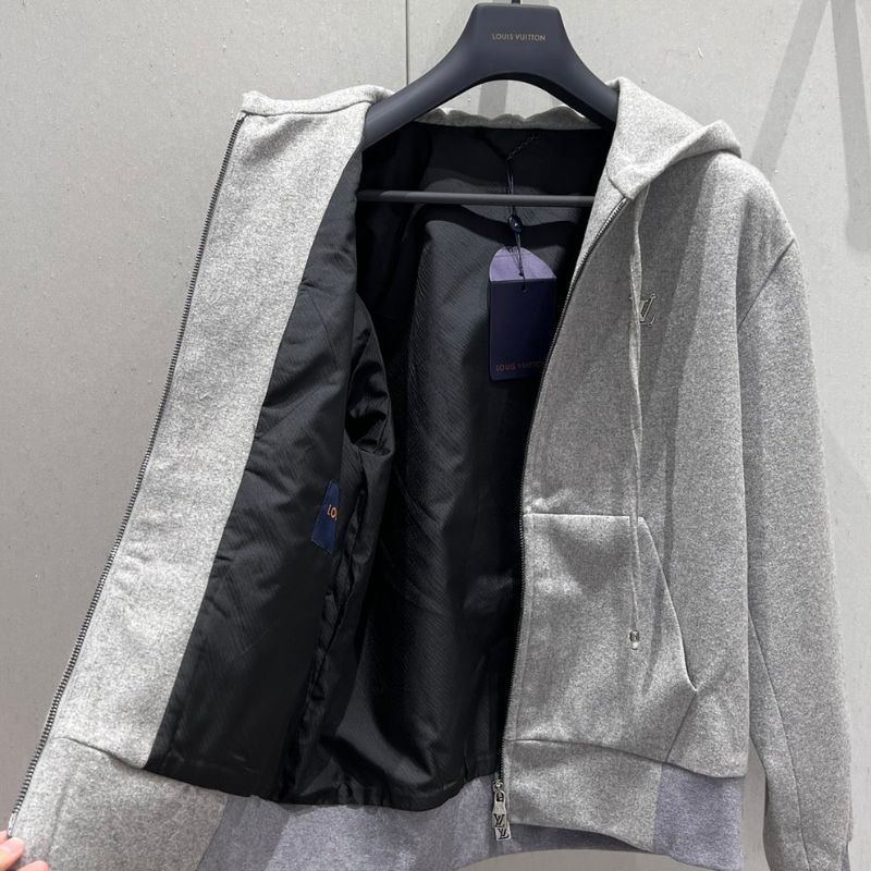 Louis Vuitton Gray Zipper Hooded Sweatshirt