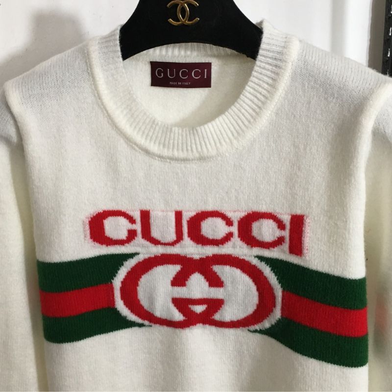 Gucci Contrast Color Logo Pullover Sweater