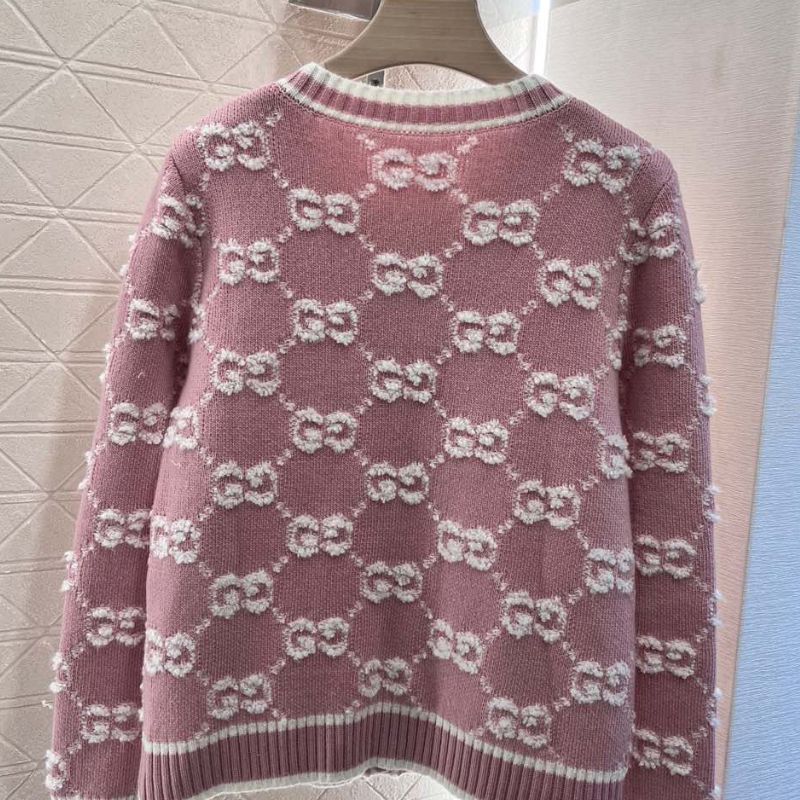 Gucci V-Neck Double G Jacquard Knitted Cardigan