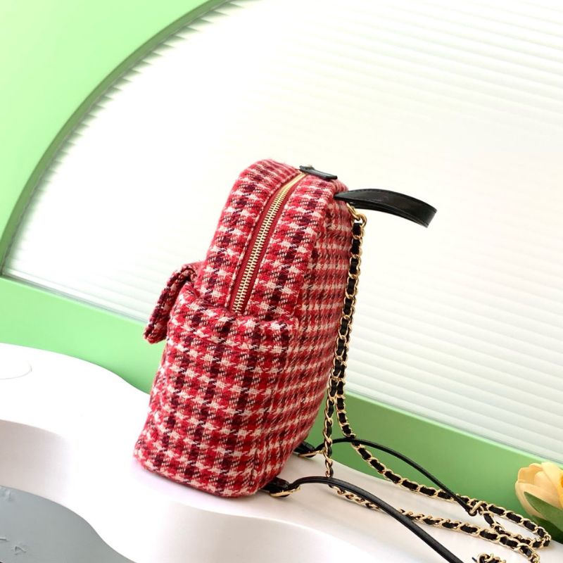 Chanel Retro Red Houndstooth Backpack