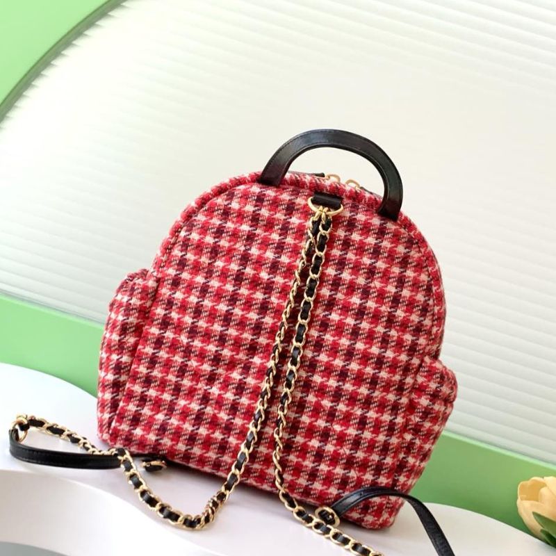 Chanel Retro Red Houndstooth Backpack