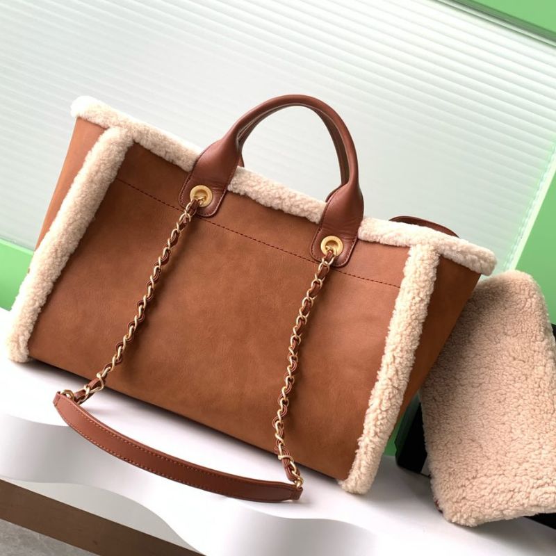 Chanel Show Brown Fur Beach Bag
