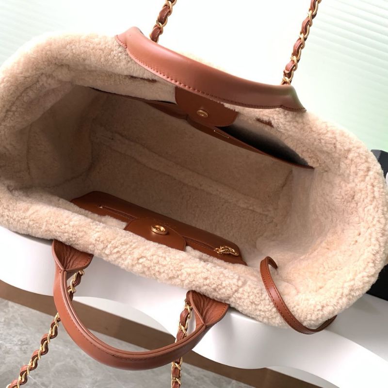 Chanel Show Brown Fur Beach Bag
