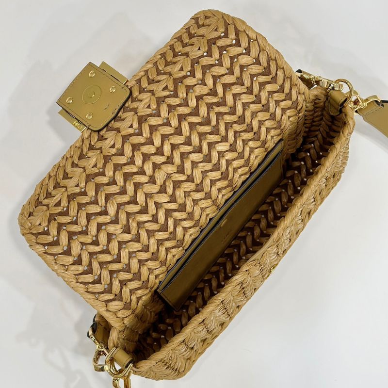 Fendi Raffia Baguette Hand-Woven Bag