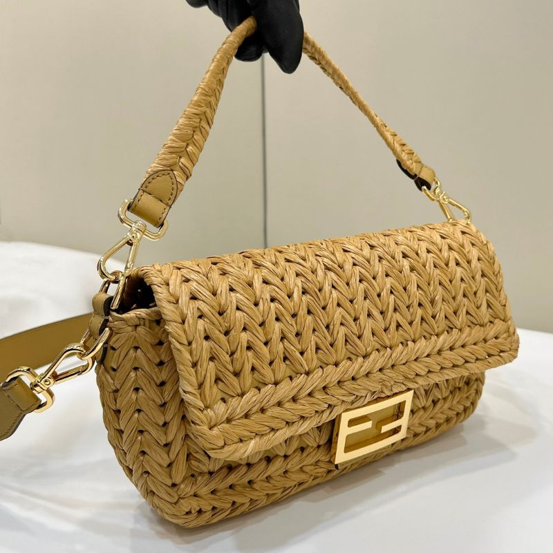Fendi Raffia Baguette Hand-Woven Bag