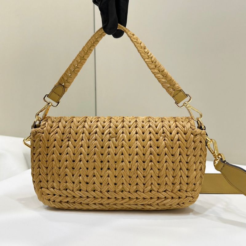 Fendi Raffia Baguette Hand-Woven Bag