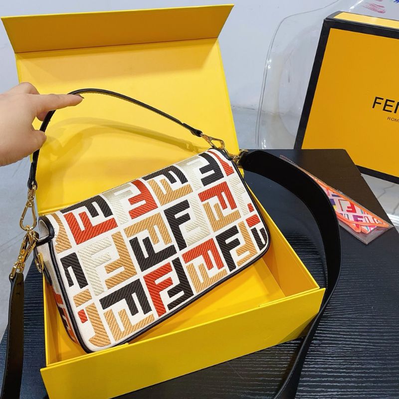 Fendi Retro Embroidered Baguette Bag