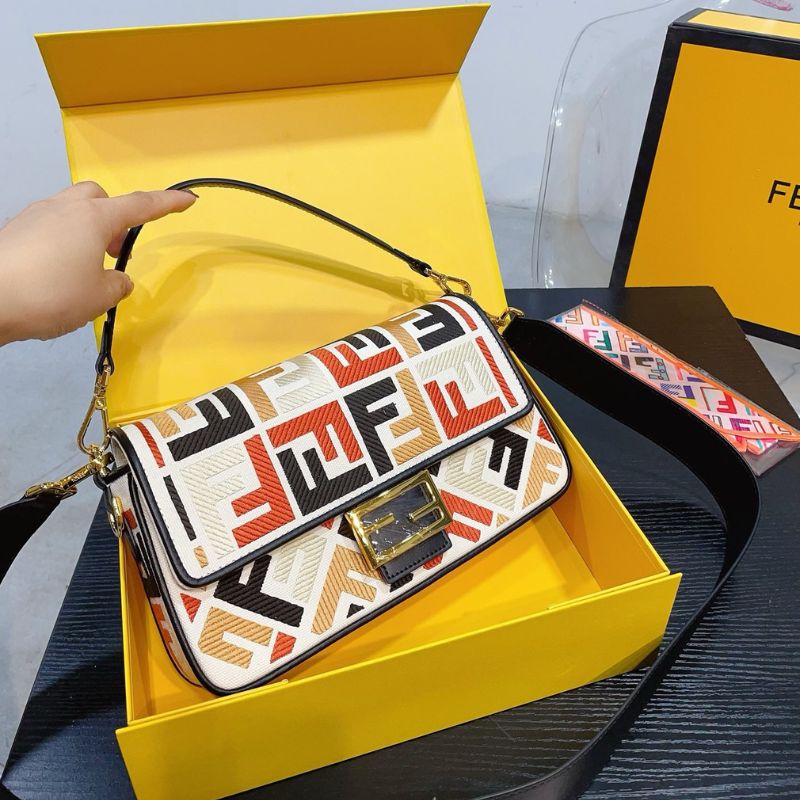 Fendi Retro Embroidered Baguette Bag