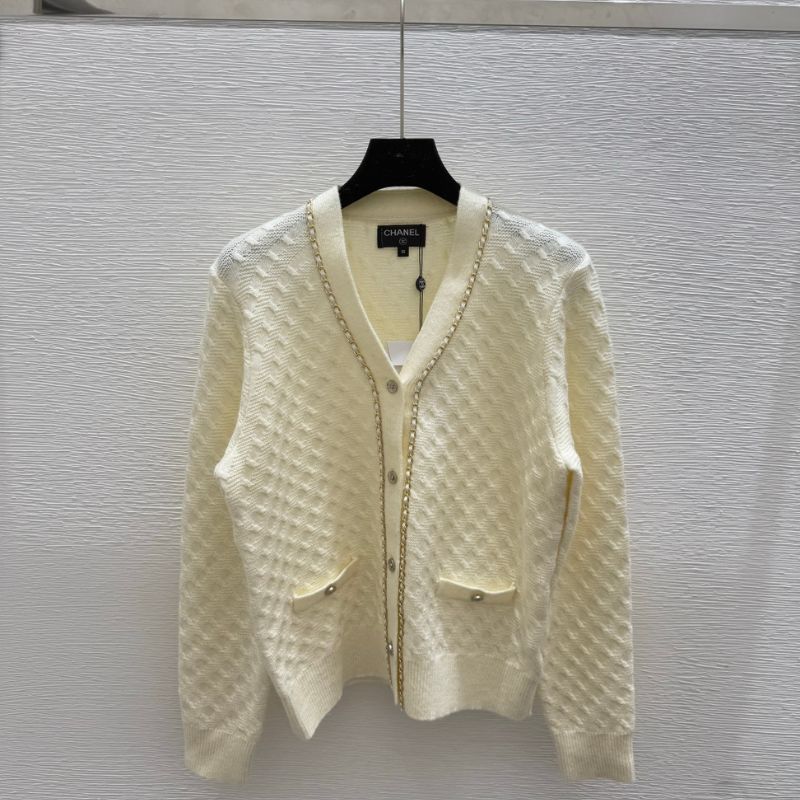 Chanel Cardigan in Cream with Gold Chain Trim