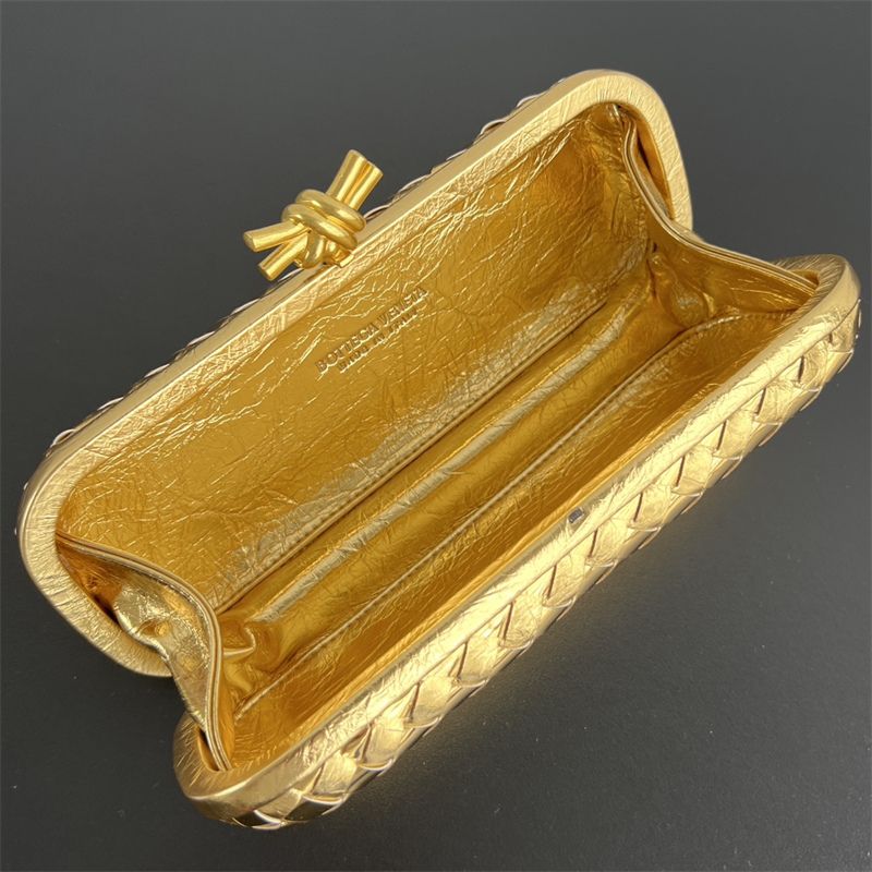 Bottega Veneta Intrecciato Gold Clutch