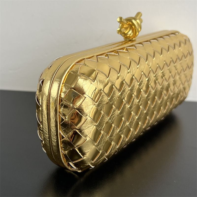 Bottega Veneta Intrecciato Gold Clutch
