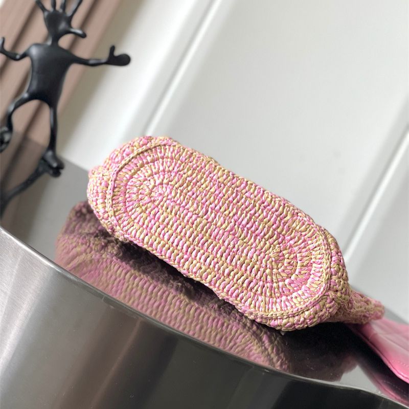 Chanel Pink Woven Straw Tote Bag