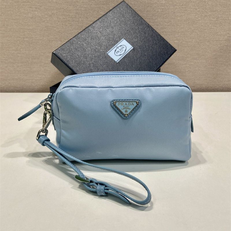 Prada Blue Nylon Cosmetic Pouch