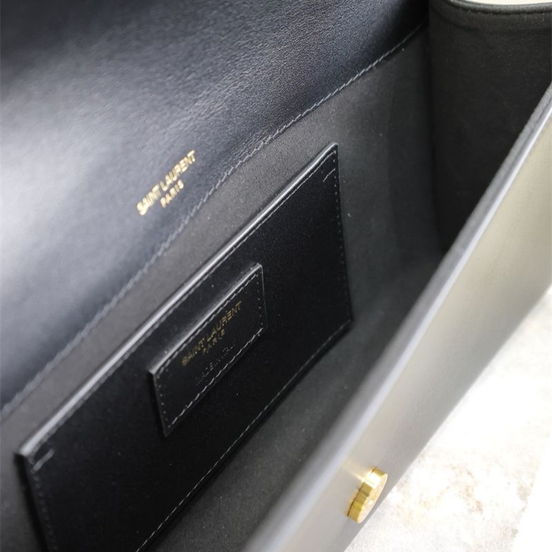 Saint Laurent Black Leather Kate Flap Clutch