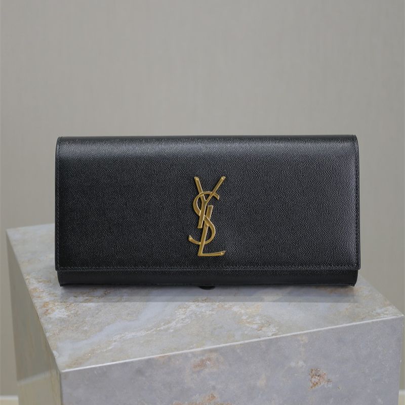 Saint Laurent Black Leather Kate Flap Clutch