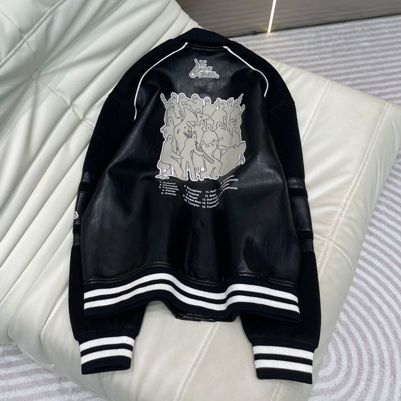 Men’s Louis Vuitton Black Leather Varsity Jacket