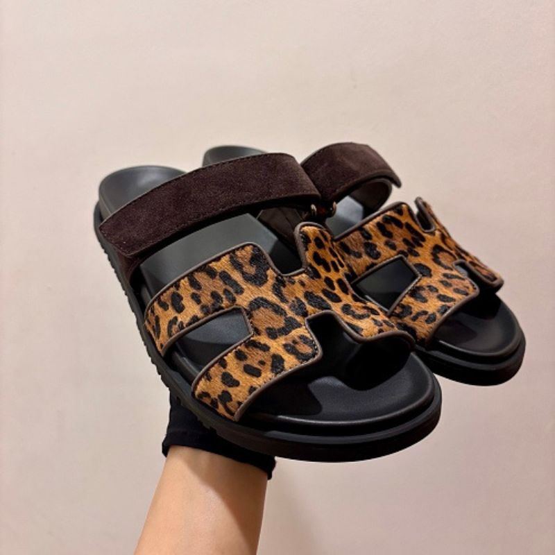 Hermès Chypre Sandals in a seasonal Leopard Print