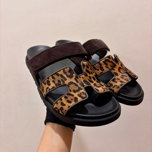 Hermès Chypre Sandals in a seasonal Leopard Print