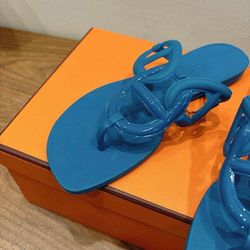 Hermès Égérie Sandals in a vibrant blue rubber