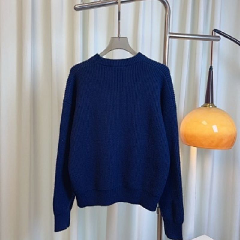 Celine Crew Neck Sweater in Ribbed Wool with the white Triomphe logo
