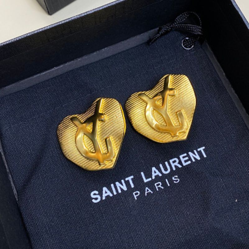 Yves Saint Laurent (YSL) textured heart logo earrings,