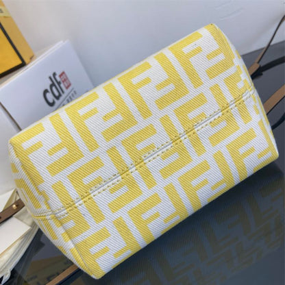 Fendi Roll Mini Tote Bag in a yellow and white color combination