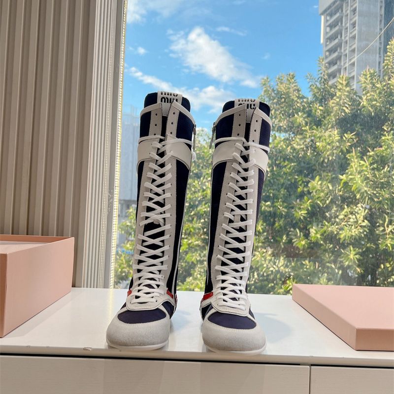 Miu Miu Gymnasium Technical Fabric And Suede Boxeur Boots.