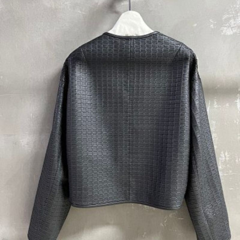 Christian Dior black textured faux-leather, cropped jacket